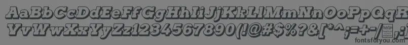 TyposterOutlineItalicDemo-fontti – mustat fontit harmaalla taustalla