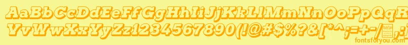 TyposterOutlineItalicDemo Font – Orange Fonts on Yellow Background