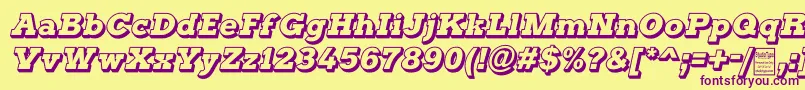 TyposterOutlineItalicDemo Font – Purple Fonts on Yellow Background