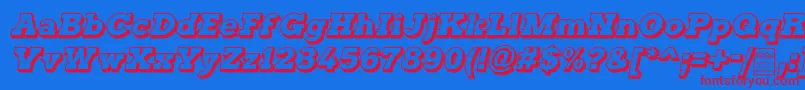 TyposterOutlineItalicDemo Font – Red Fonts on Blue Background