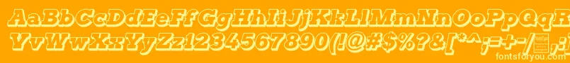 TyposterOutlineItalicDemo-Schriftart – Gelbe Schriften auf orangefarbenem Hintergrund