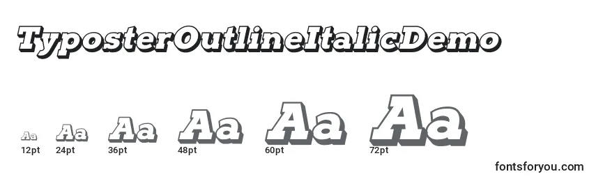 Размеры шрифта TyposterOutlineItalicDemo