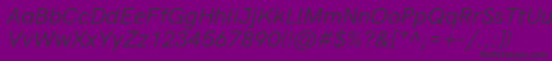 HkgroteskLegacyitalic-Schriftart – Schwarze Schriften auf violettem Hintergrund