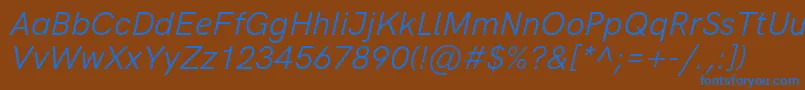 HkgroteskLegacyitalic Font – Blue Fonts on Brown Background