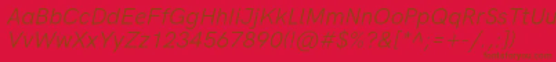 HkgroteskLegacyitalic Font – Brown Fonts on Red Background