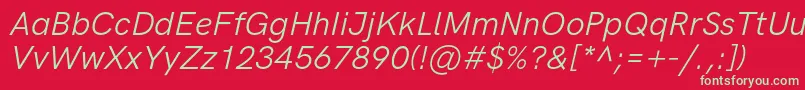 HkgroteskLegacyitalic Font – Green Fonts on Red Background