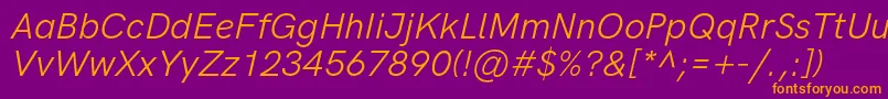 Police HkgroteskLegacyitalic – polices orange sur fond violet