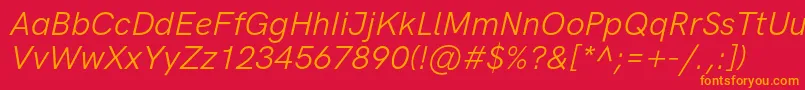 Fonte HkgroteskLegacyitalic – fontes laranjas em um fundo vermelho