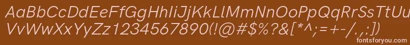 HkgroteskLegacyitalic Font – Pink Fonts on Brown Background