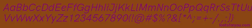 HkgroteskLegacyitalic Font – Purple Fonts on Brown Background