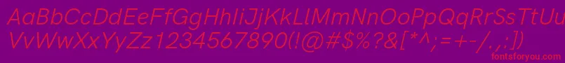 Fonte HkgroteskLegacyitalic – fontes vermelhas em um fundo violeta