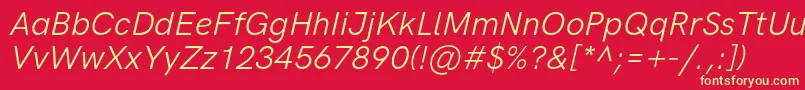 HkgroteskLegacyitalic Font – Yellow Fonts on Red Background