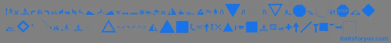 ZeichenHundertAlt-Schriftart – Blaue Schriften auf grauem Hintergrund