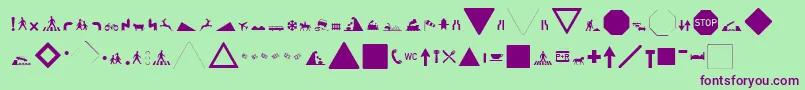 ZeichenHundertAlt Font – Purple Fonts on Green Background