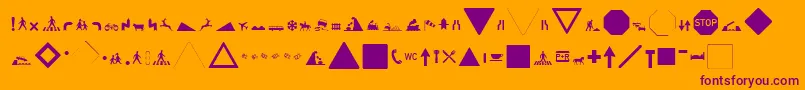 ZeichenHundertAlt-Schriftart – Violette Schriften auf orangefarbenem Hintergrund