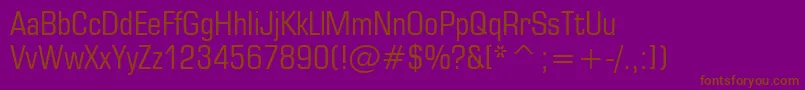 Square721CondensedBt-Schriftart – Braune Schriften auf violettem Hintergrund