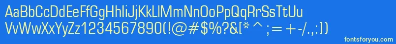 Square721CondensedBt-Schriftart – Gelbe Schriften auf blauem Hintergrund