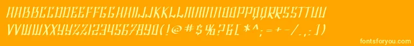 SfShaiFontaiExtendedOblique-Schriftart – Gelbe Schriften auf orangefarbenem Hintergrund