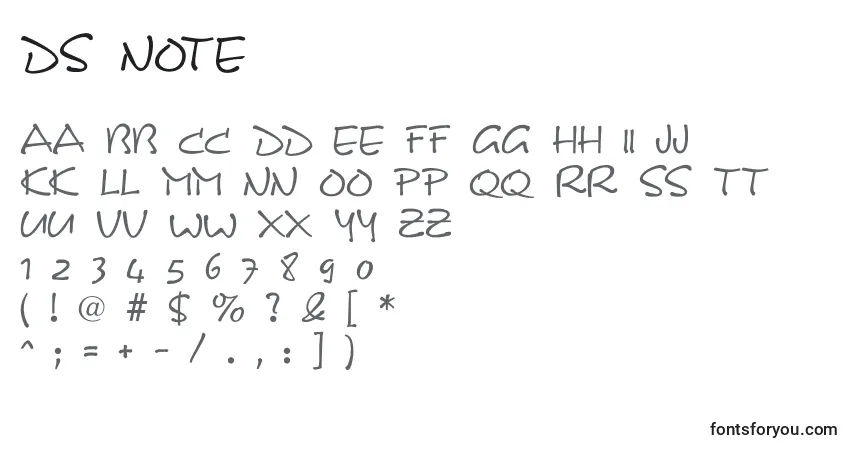 A fonte Ds Note – alfabeto, números, caracteres especiais