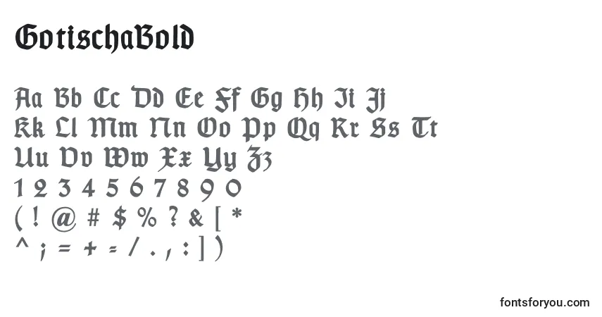 A fonte GotischaBold – alfabeto, números, caracteres especiais