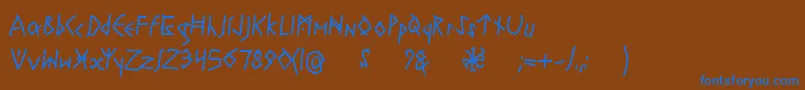 RuneswrittenBold-Schriftart – Blaue Schriften auf braunem Hintergrund