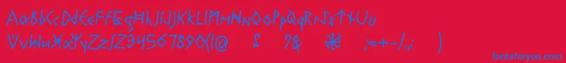 RuneswrittenBold-Schriftart – Blaue Schriften auf rotem Hintergrund