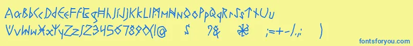 Police RuneswrittenBold – polices bleues sur fond jaune