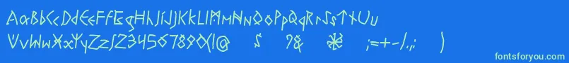 RuneswrittenBold Font – Green Fonts on Blue Background