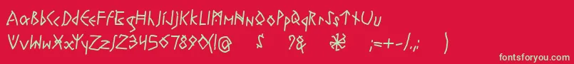 Fonte RuneswrittenBold – fontes verdes em um fundo vermelho