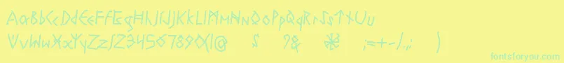 Fonte RuneswrittenBold – fontes verdes em um fundo amarelo