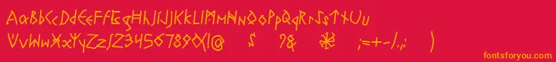 Police RuneswrittenBold – polices orange sur fond rouge