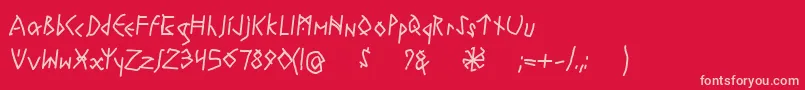 RuneswrittenBold-Schriftart – Rosa Schriften auf rotem Hintergrund