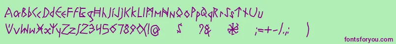 RuneswrittenBold-fontti – violetit fontit vihreällä taustalla