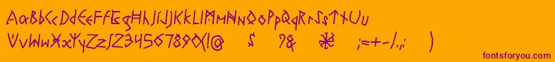 RuneswrittenBold-fontti – violetit fontit oranssilla taustalla