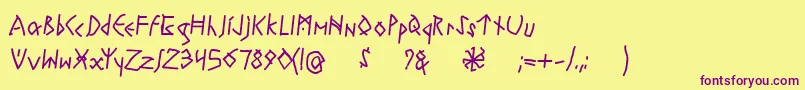 RuneswrittenBold-Schriftart – Violette Schriften auf gelbem Hintergrund