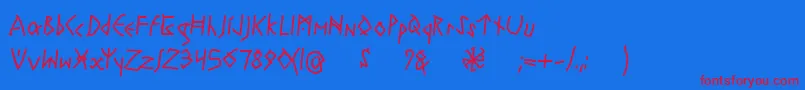フォントRuneswrittenBold – 赤い文字の青い背景