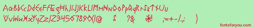 フォントRuneswrittenBold – 赤い文字の緑の背景