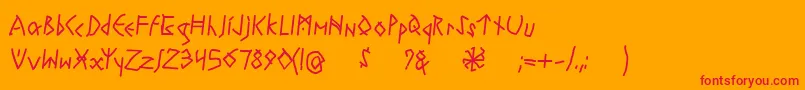 フォントRuneswrittenBold – オレンジの背景に赤い文字