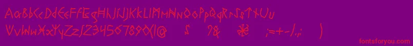 フォントRuneswrittenBold – 紫の背景に赤い文字