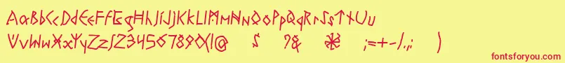 フォントRuneswrittenBold – 赤い文字の黄色い背景