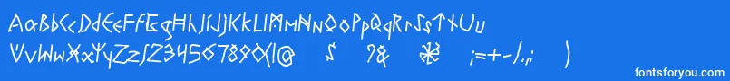 Czcionka RuneswrittenBold – białe czcionki na niebieskim tle