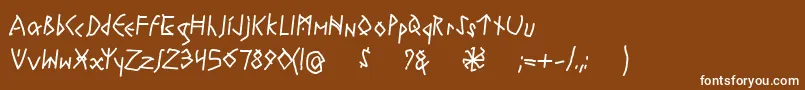 RuneswrittenBold-fontti – valkoiset fontit ruskealla taustalla