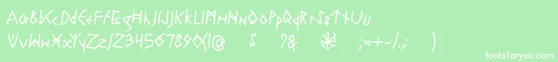 フォントRuneswrittenBold – 緑の背景に白い文字
