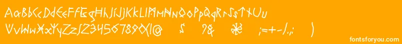 RuneswrittenBold-Schriftart – Weiße Schriften auf orangefarbenem Hintergrund