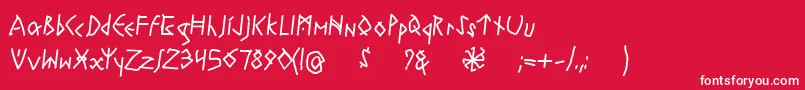 RuneswrittenBold-fontti – valkoiset fontit punaisella taustalla