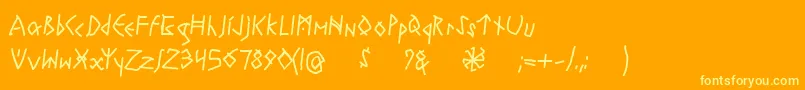 RuneswrittenBold-Schriftart – Gelbe Schriften auf orangefarbenem Hintergrund