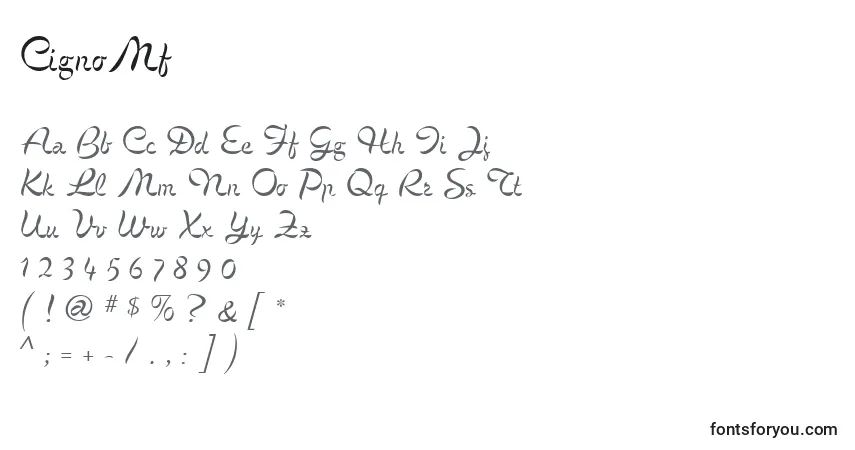 Schriftart CignoMf – Alphabet, Zahlen, spezielle Symbole