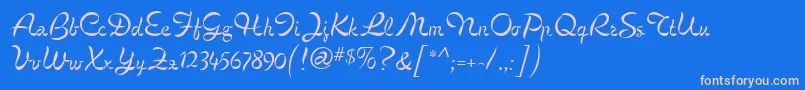 CignoMf Font – Pink Fonts on Blue Background