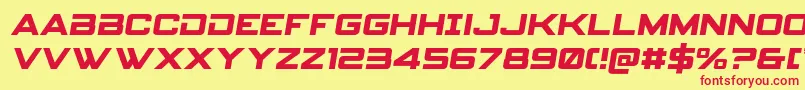 フォントSpyagencyv3semital – 赤い文字の黄色い背景