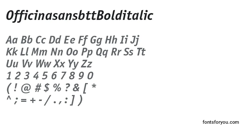 Шрифт OfficinasansbttBolditalic – алфавит, цифры, специальные символы